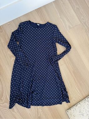 Old Navy Navy Polka Dot Long-Sleeve Dress